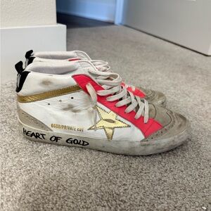 Golden Goose Mid-Star Sneakers - White and Gold
